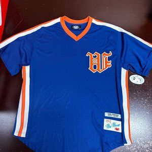 Wu Wear Mens Blue Detroit Tigers 1995 Forever Short Sleeve Jersey Size Large